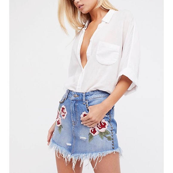 Free People Dresses & Skirts - Free People | Wild Rose Embroidered Mini Skirt
